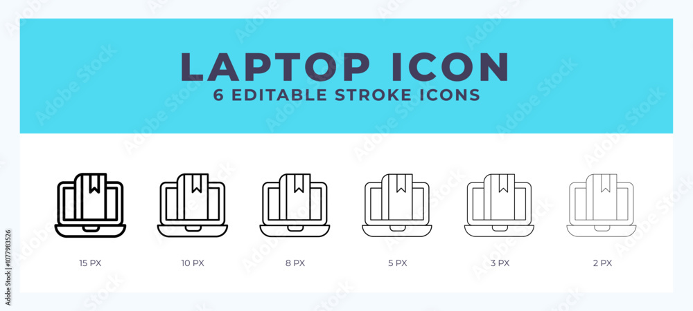 Laptop line icon illustrations with editable strokes. Laptop line icon illustrations with editable strokes.