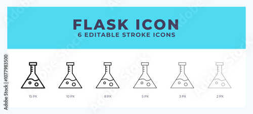 Flask line icon with different stroke. Vector illustration.