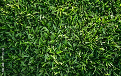 Top view of unmowed lawn, uncut grass texture. Minimalistic closeup of dark plants. Scandinavian field background. Drone, aerial view. Scandi style macro shot. Modern lush nature poster. AI generated