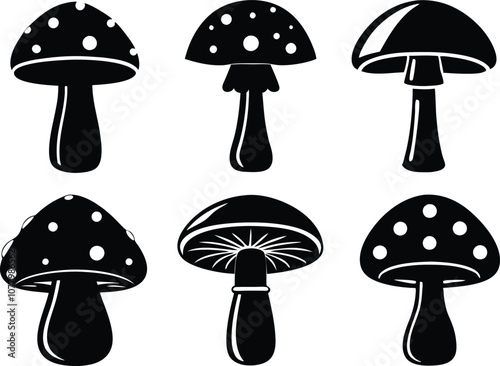 collection mushrooms icon ,set mushroom  silhouette  vector