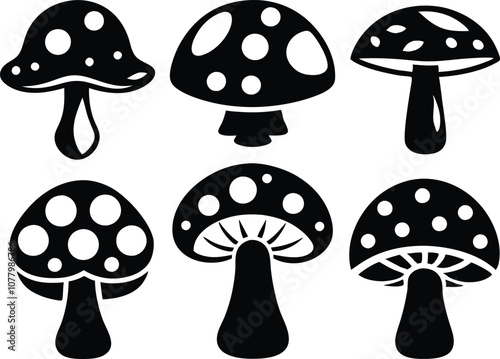 collection mushrooms icon ,set mushroom  silhouette  vector