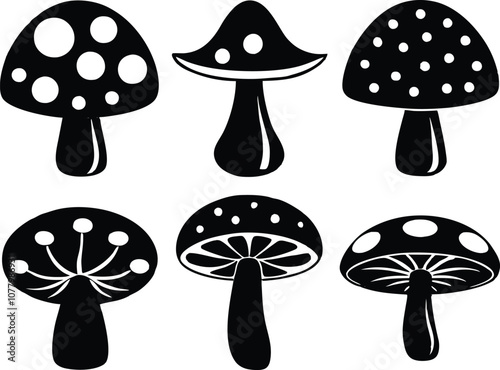 collection mushrooms icon ,set mushroom  silhouette  vector