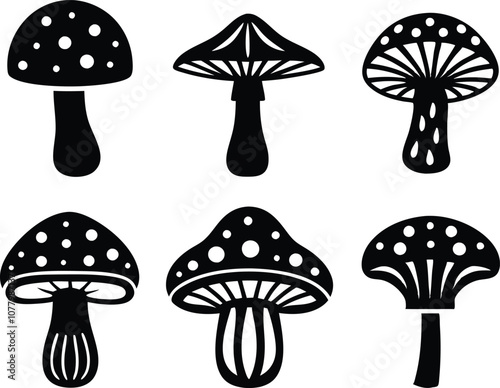 collection mushrooms icon ,set mushroom  silhouette  vector