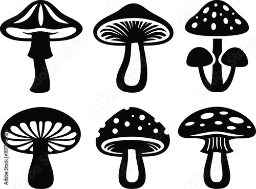 collection mushrooms icon ,set mushroom  silhouette  vector