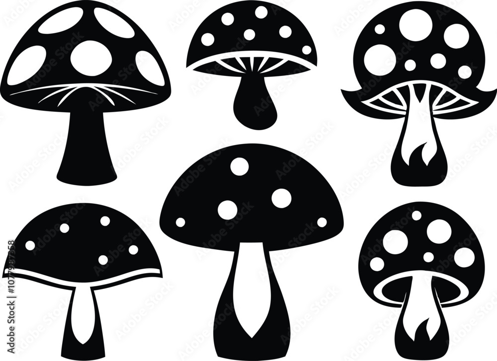 collection mushrooms icon ,set mushroom silhouette vector collection mushrooms icon ,set mushroom silhouette vector