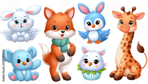 Fototapeta Naklejka Na Ścianę i Meble -  set of funny cartoon animals