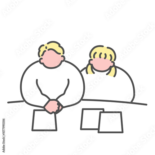 調べる　相談　計画　男性と女性　イラスト