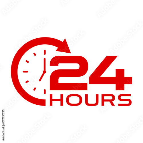 24 hours icon set. Twenty four hours symbol. 24 hour assistance icons. Customer support 24 hours logo. Vector Illustration.