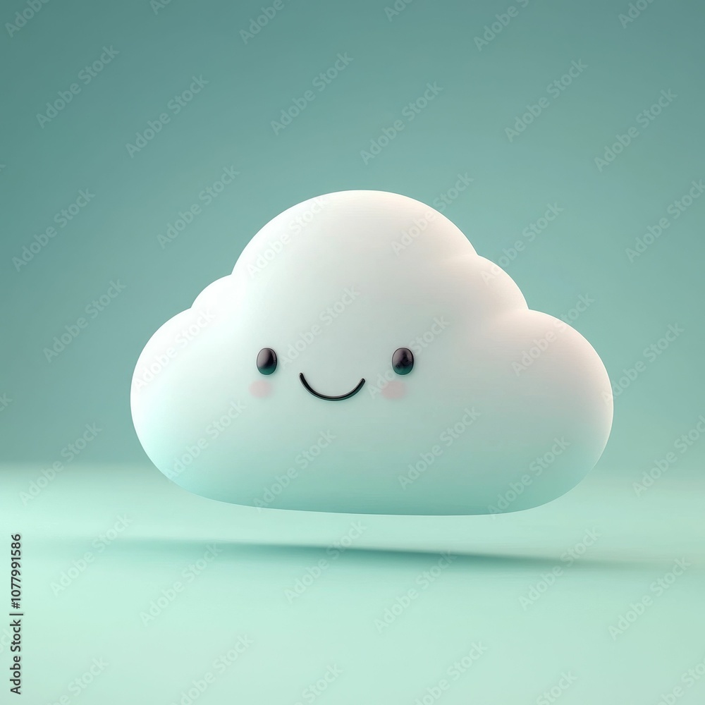 Smiling white cloud on a turquoise background. Smiling white cloud on a turquoise background.