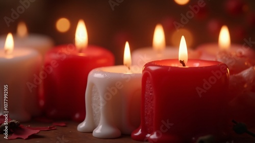 red and white holiday candles photo