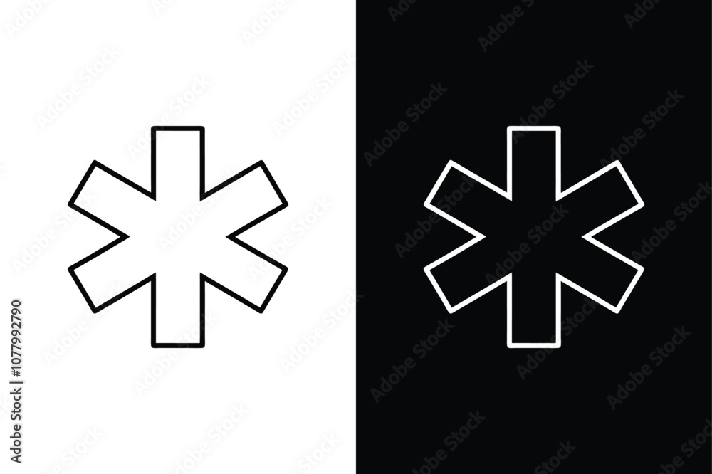 Flat Line Star of Life Icon. Universal Medical Symbol for Web & App Design Flat Line Star of Life Icon. Universal Medical Symbol for Web & App Design