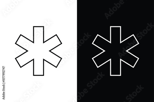 Star of Life Medical ID Icon. Clean Line Design for Digital Applications