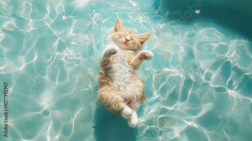 cat in the water