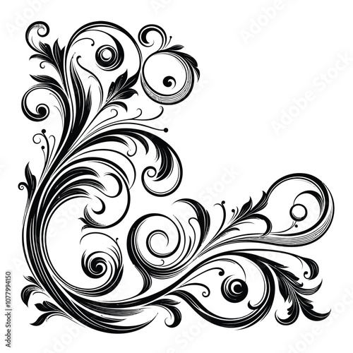 Graceful swirl border with intertwined vine patterns and gently curved corners. vector 