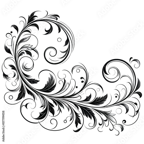 Graceful swirl border with intertwined vine patterns and gently curved corners. vector 