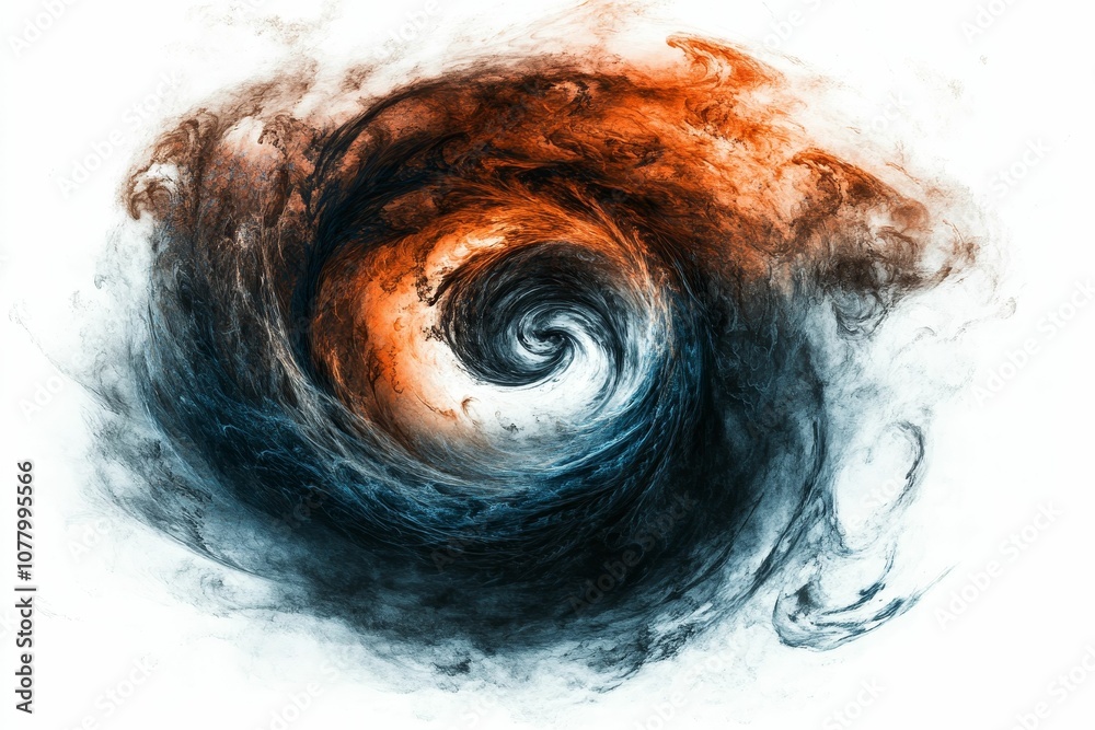 Fototapeta premium Abstract swirling blue and orange paint.