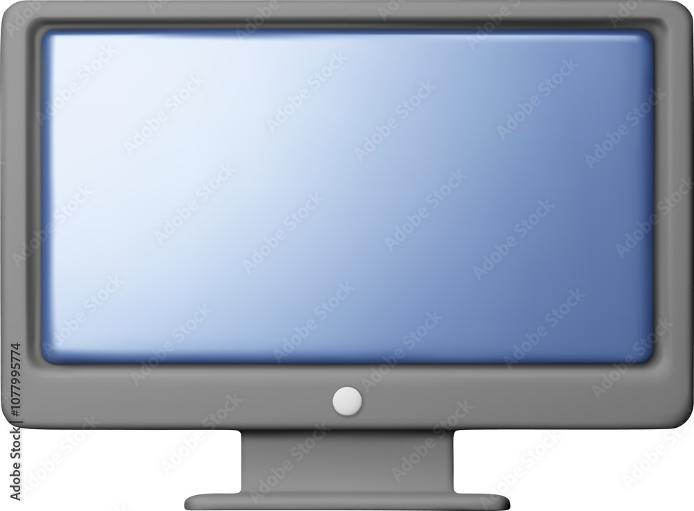 3d black PC monitor with empty screen