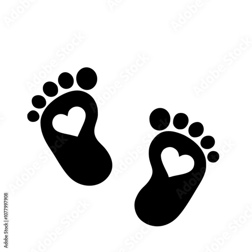 Adorable Vector Illustration of Baby Footprints and Heart