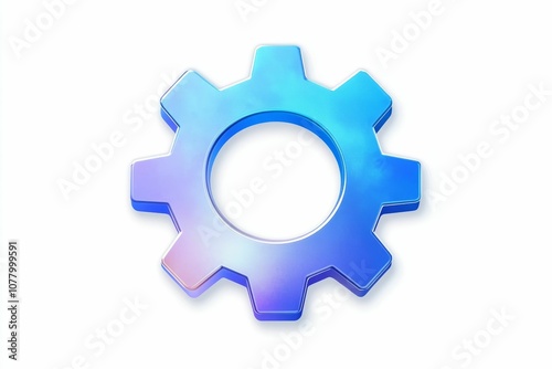 Blue gear icon, white background.