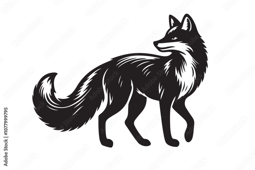 Fox black vector silhouette with white background Fox black vector silhouette with white background