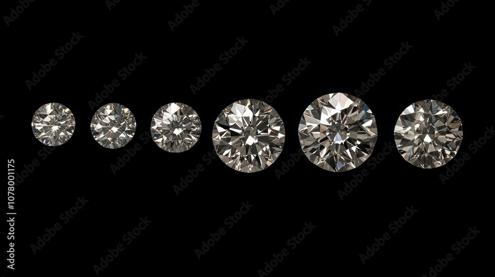 A row of diamonds are shown in a black background A row of diamonds are shown in a black background
