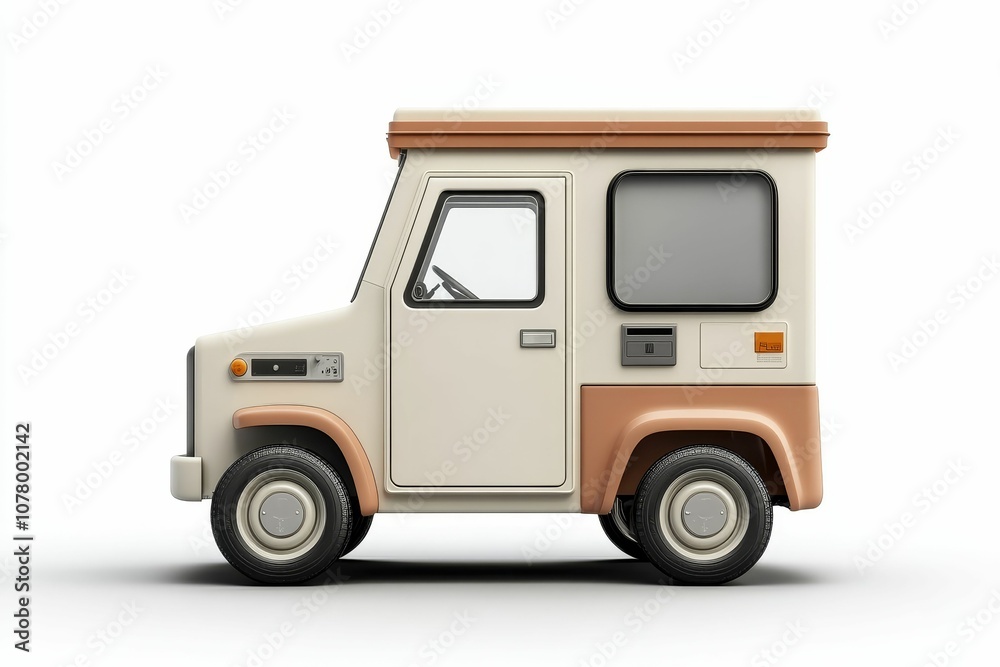 Obraz premium A vintage white delivery truck with brown accents.