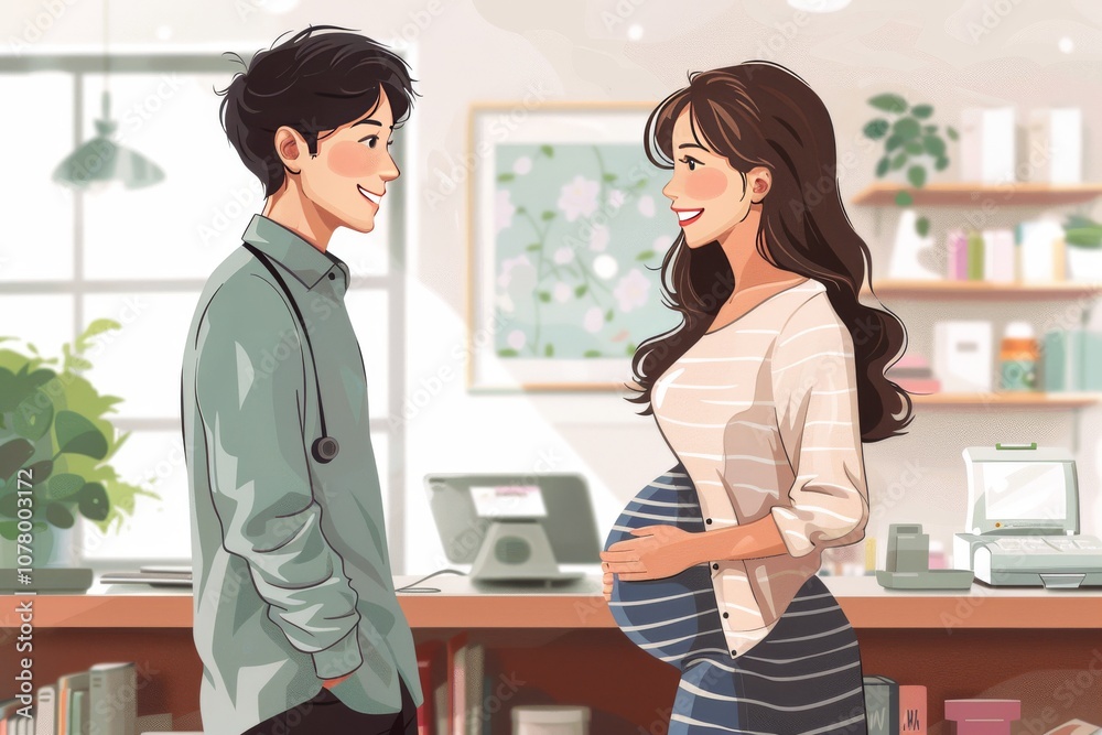 Fototapeta premium instructor teaching pregnant women appropriate physical activities and relaxation techniques