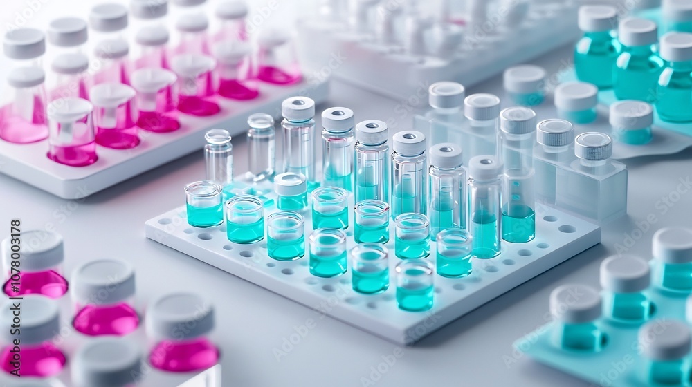 Detailed Medical Research Lab Setup with Diagnostic Tools and Vials Detailed Medical Research Lab Setup with Diagnostic Tools and Vials