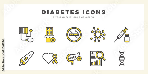 10 Diabetes Two Color icon pack. vector illustration.