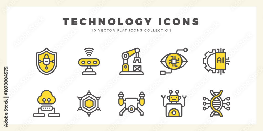Fototapeta premium 10 Technology of the Future Two Color icon pack. vector illustration.