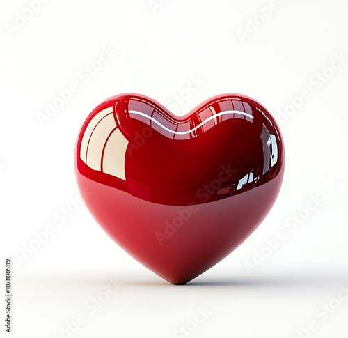 3D red heart icon, on a white background photo