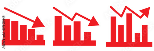 Statistics icon set. Increase the bar graph concept