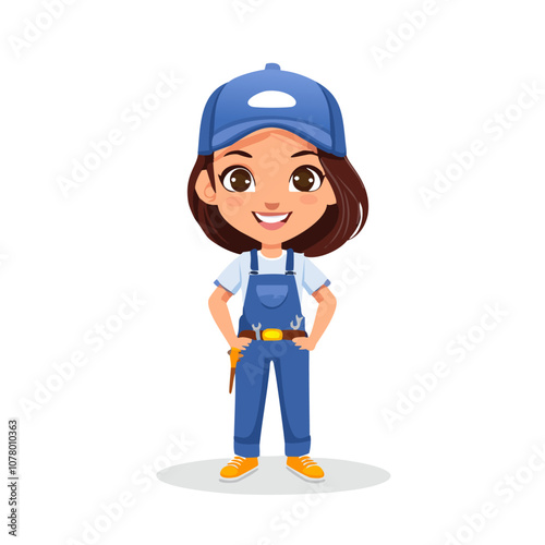 Mechanic Cute Worker Work Job Profession Professional Occupation Cartoon Character
