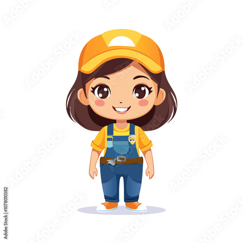 Mechanic Cute Worker Work Job Profession Professional Occupation Cartoon Character
