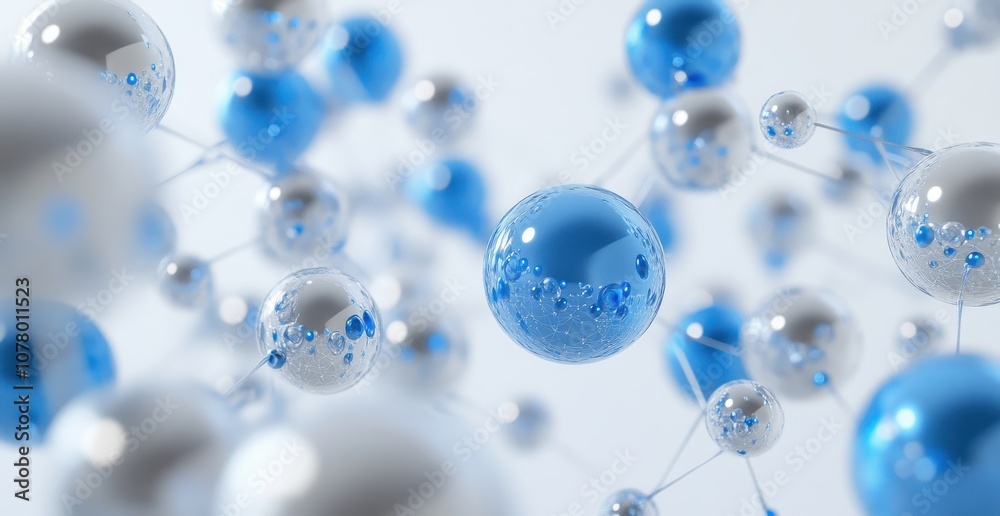 Blue and Silver Spheres on White Background Blue and Silver Spheres on White Background