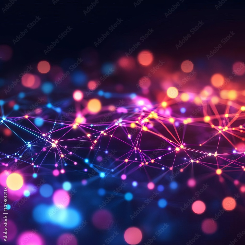 Fototapeta premium Diverse digital connectivity, holographic glow, intricate tech web