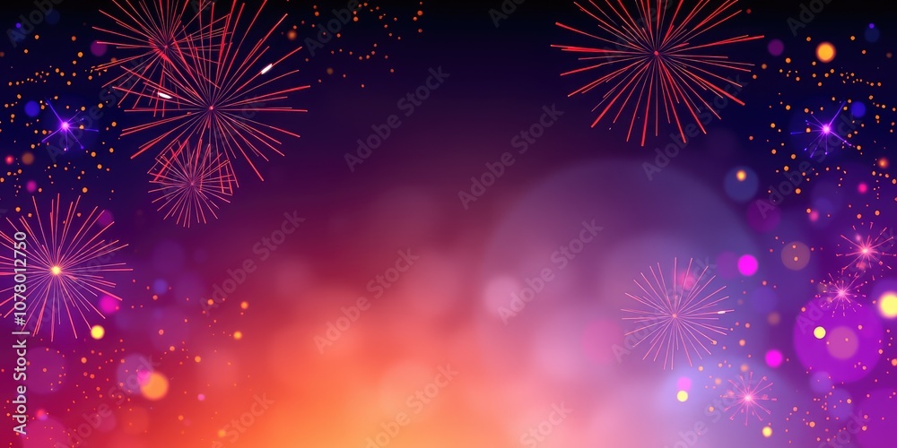 Fototapeta premium Happy New Year background, Happy New Year 2025, Colorful Fireworks for Festive Celebrations or New Year