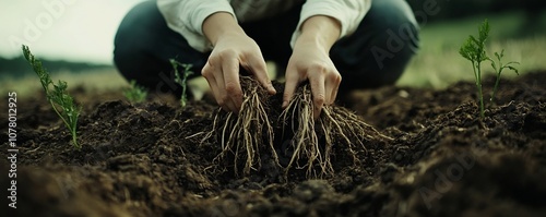 Hands Examining Organic Pla...