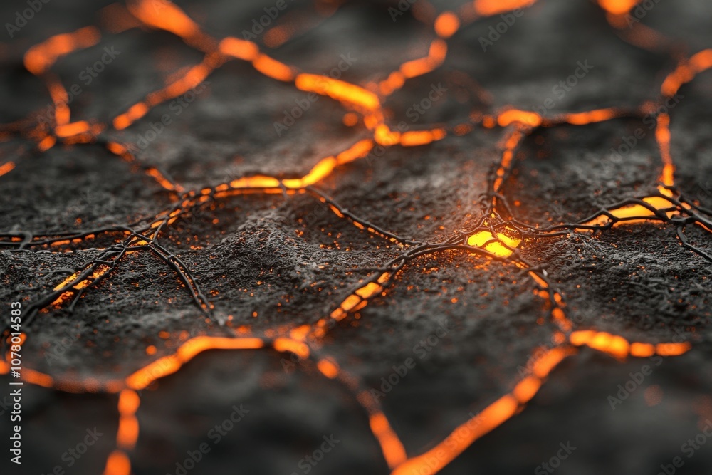 Intricate Network Texture with Fiery Orange Highlights Symbolizing Cybersecurity Threats and Digital Firewalls in Abstract Representation of a Modern Cyber Attack Scenario Intricate Network Texture with Fiery Orange Highlights Symbolizing Cybersecurity Threats and Digital Firewalls in Abstract Representation of a Modern Cyber Attack Scenario