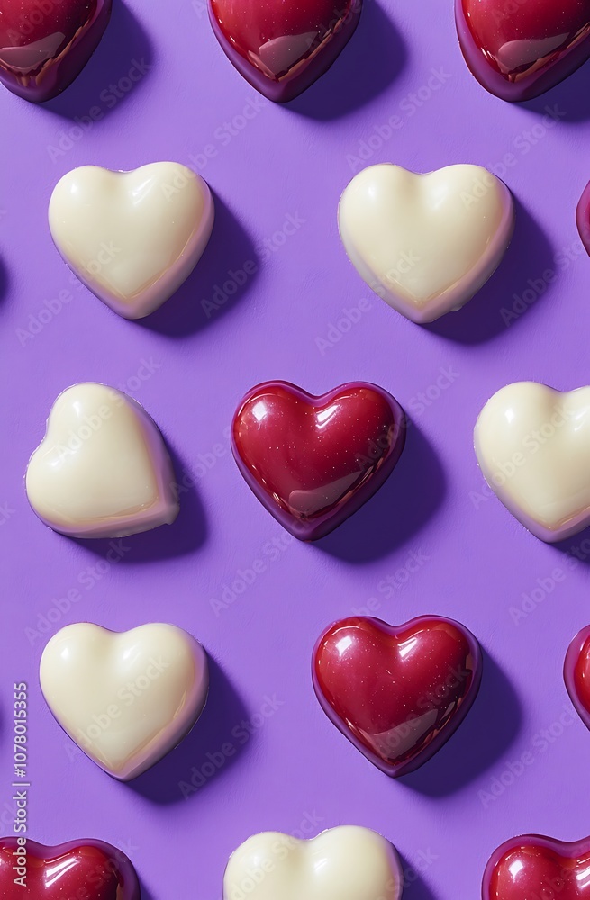 Obraz premium A grid of pink and red heart patterns