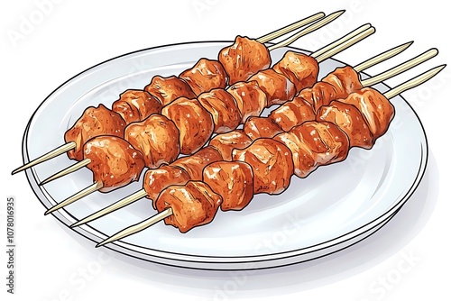 Charcoal grilled chicken, Japanese style skewered chicken photo