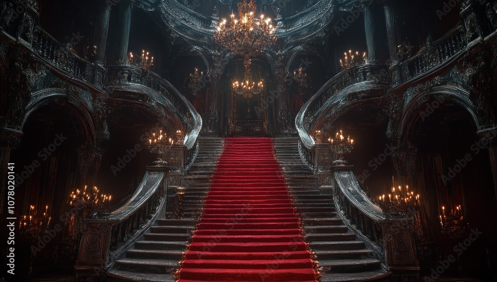 Grand Staircase in a Gothic Palace