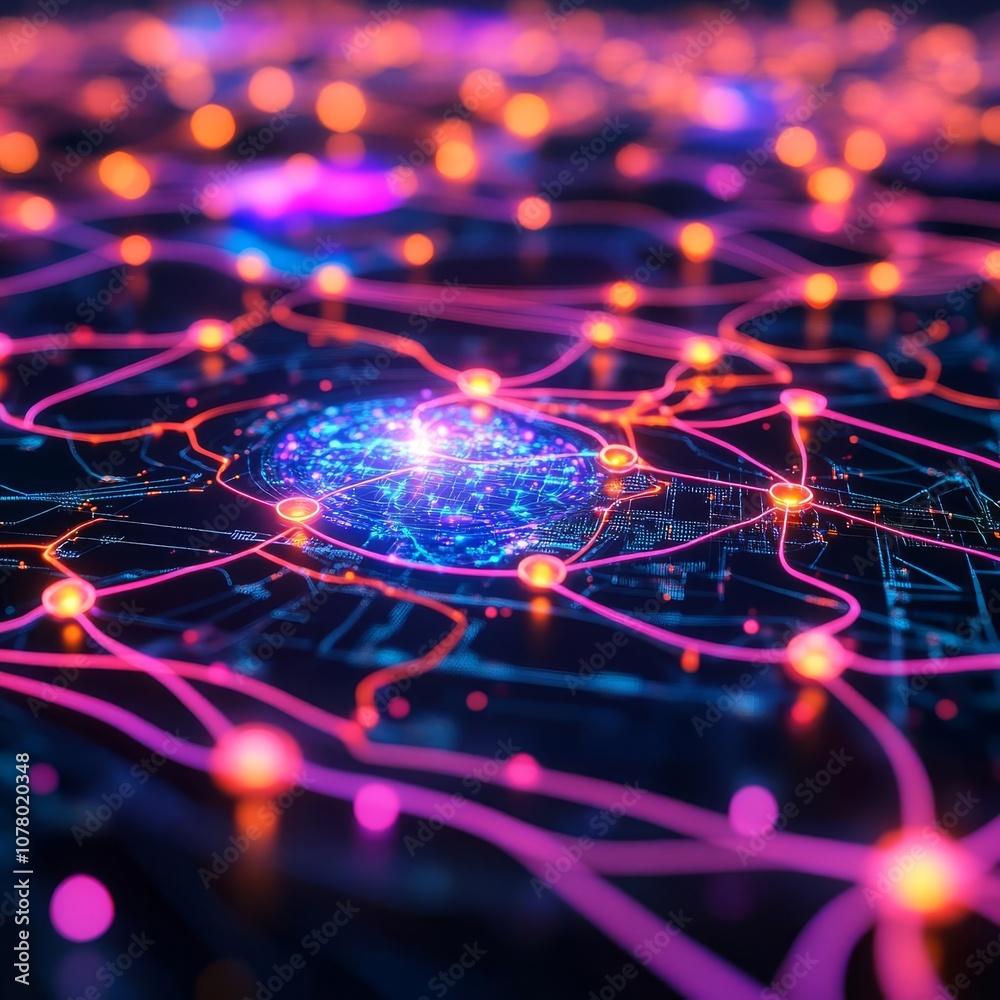 Diverse neural tech, holographic map, vibrant data threads Diverse neural tech, holographic map, vibrant data threads