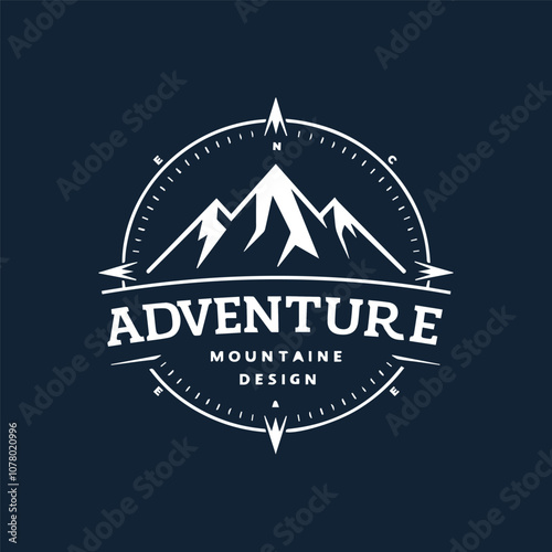 Landscape view mountain logo design for advanture Premium Vector