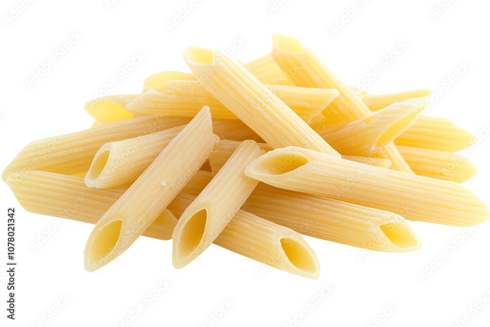 Penne pasta, close-up, isolated on white background. Penne pasta, close-up, isolated on white background.