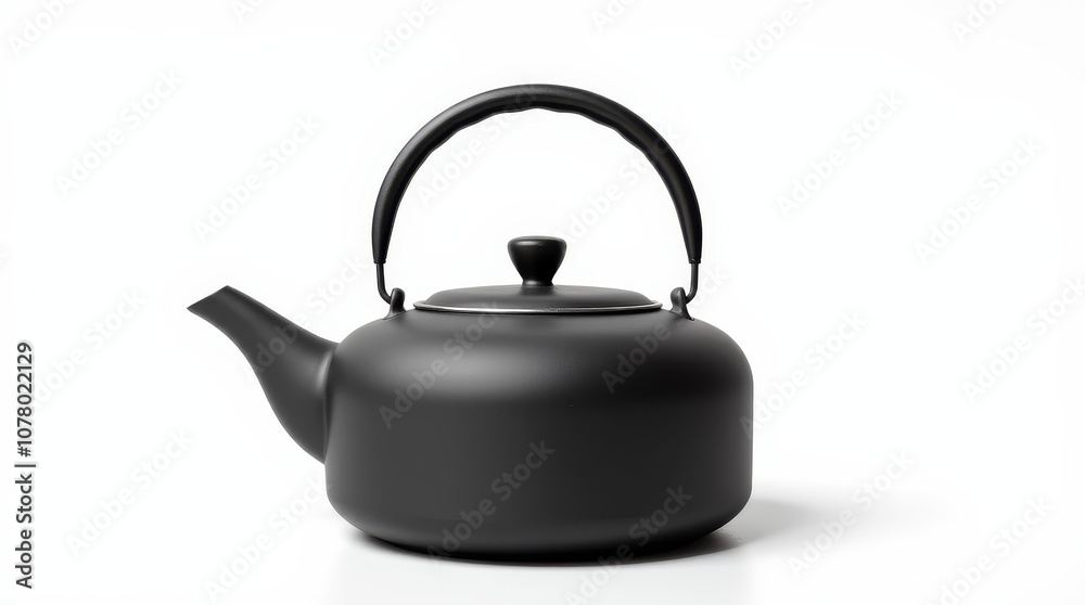 Sleek Black Teapot on a White Background for Minimalist Design Sleek Black Teapot on a White Background for Minimalist Design