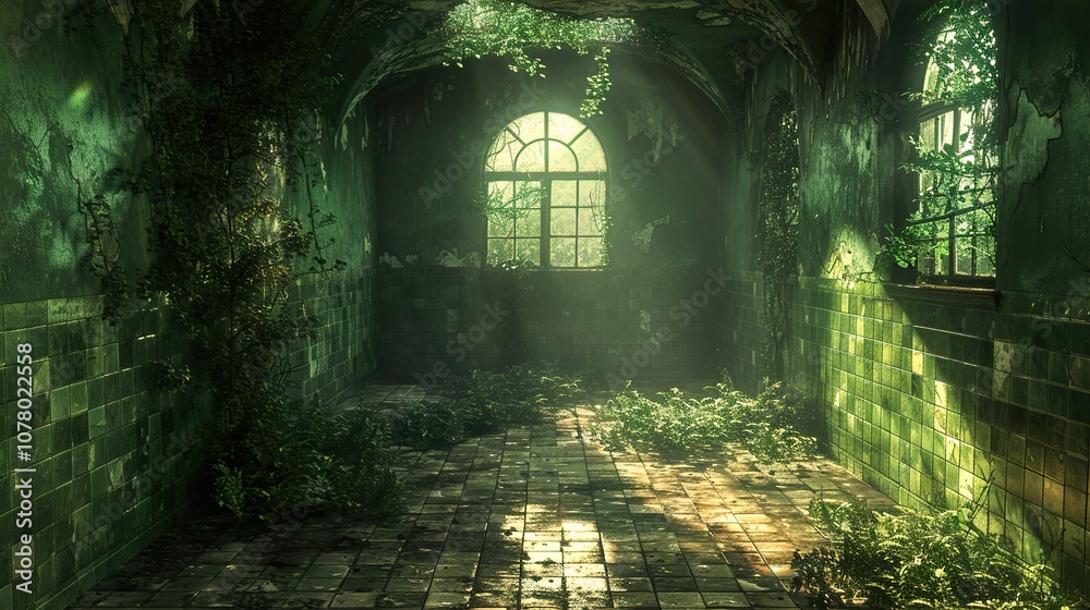 Overgrown Interior of an Abandoned Building - A Glimpse into Nature's Reclaiming Power
