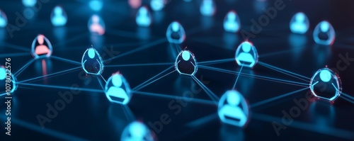 Global diverse network, interconnected holographic nodes, digital glow
