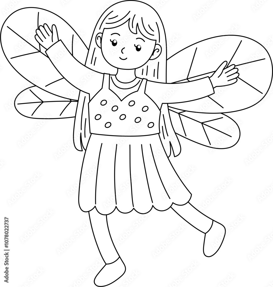 Fototapeta premium Cute fairy outline coloring printable