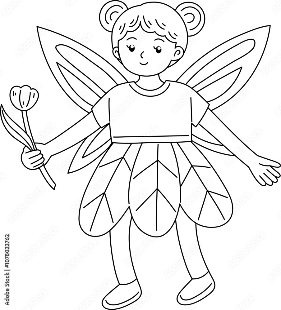 Cute fairy outline coloring printable Cute fairy outline coloring printable